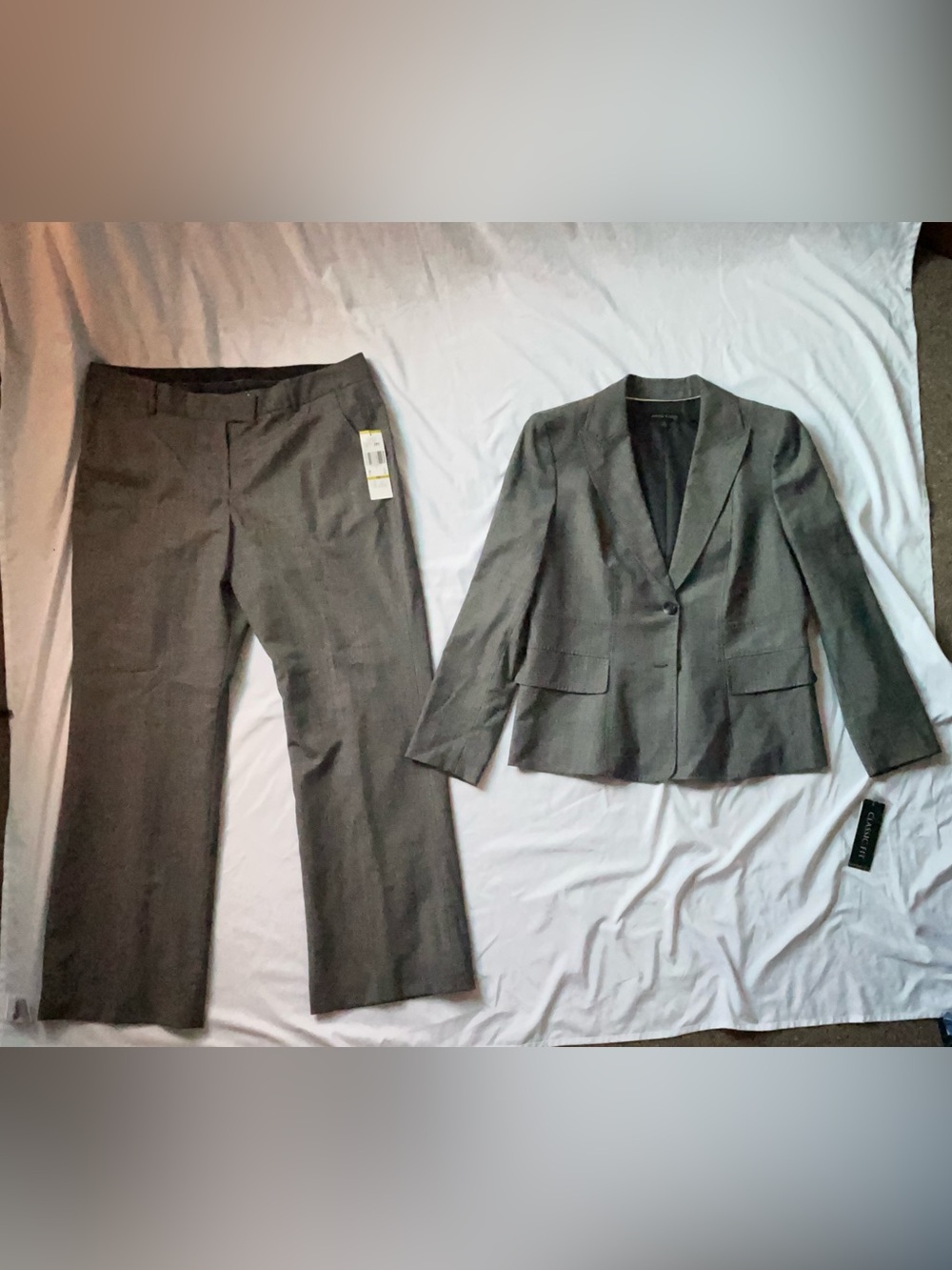Anne Klein Gray Women's Business Casual Vintage Pantsuit Two-Piece Set